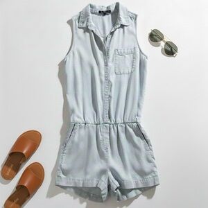 Velvet Heart Tencel Chambray Striped Romper Shortie
